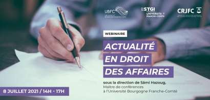  Webinaire : Actualité en droit des affaires