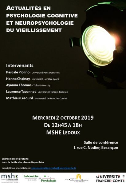 Journée d'étude psychologie cognitive et neuropsychologie du vieillissement