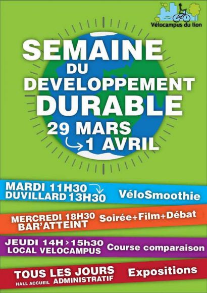 Le développement durable avec l'association vélocampus du lion: du 29 mars au 1er avril