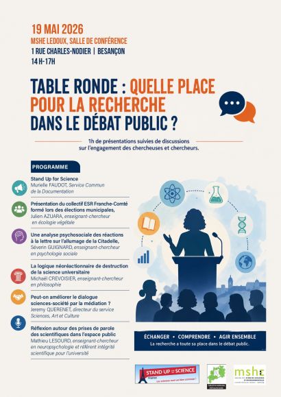 1h de présentations suivies de discussions sur l'engagement des chercheuses et des chercheurs