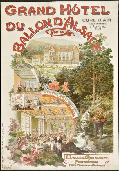 Affiche publicitaire pour le grand Hôtel du Ballon, Archives départementales (vers 1906)