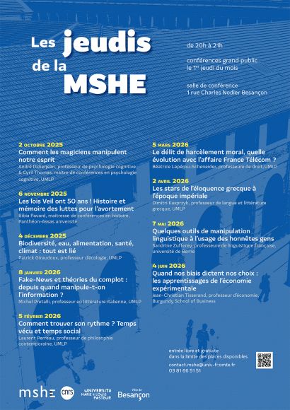 affiche programme des Jeudis de la MSHE 2025-2026