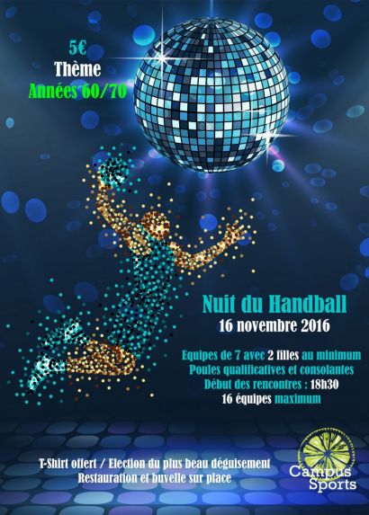 Affiche nuit du handball campus sports