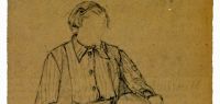 Croquis de Jeannette L'Herminier représentant Lucienne Idoine, déportée à Ravensbrück en février 1944