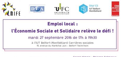 Conférence Economie sociale et solidaire le 27 septembre à l'IUT de Belfort-Montbéliard