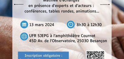 Affiche matinée Quels EHPADs pour demain ? 13 mars, 8h30 12h30, Amphithéâtre Cournot, bâtiment Fourier, ufr sjepg, 45D Avenue de l'observatoire, Besançon 