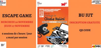 26 et 27 novembre escape game sur inscription
