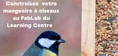 Construisez votre mangeoire à oiseaux au fablab du learning centre, inscription à l'accueil, gratuit