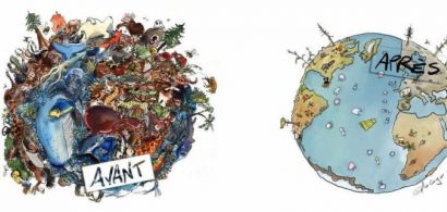 avant/après : une planète pleine de vie, une autre déserte