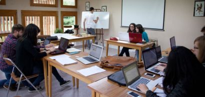 Des étudiants au travail pendant la "War room" 2014