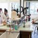 Un professeur et des étudiants dans une salle de TP.