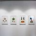 Un mur blanc sur lequel sont alignés 6 tableaux de Rosana Paulino